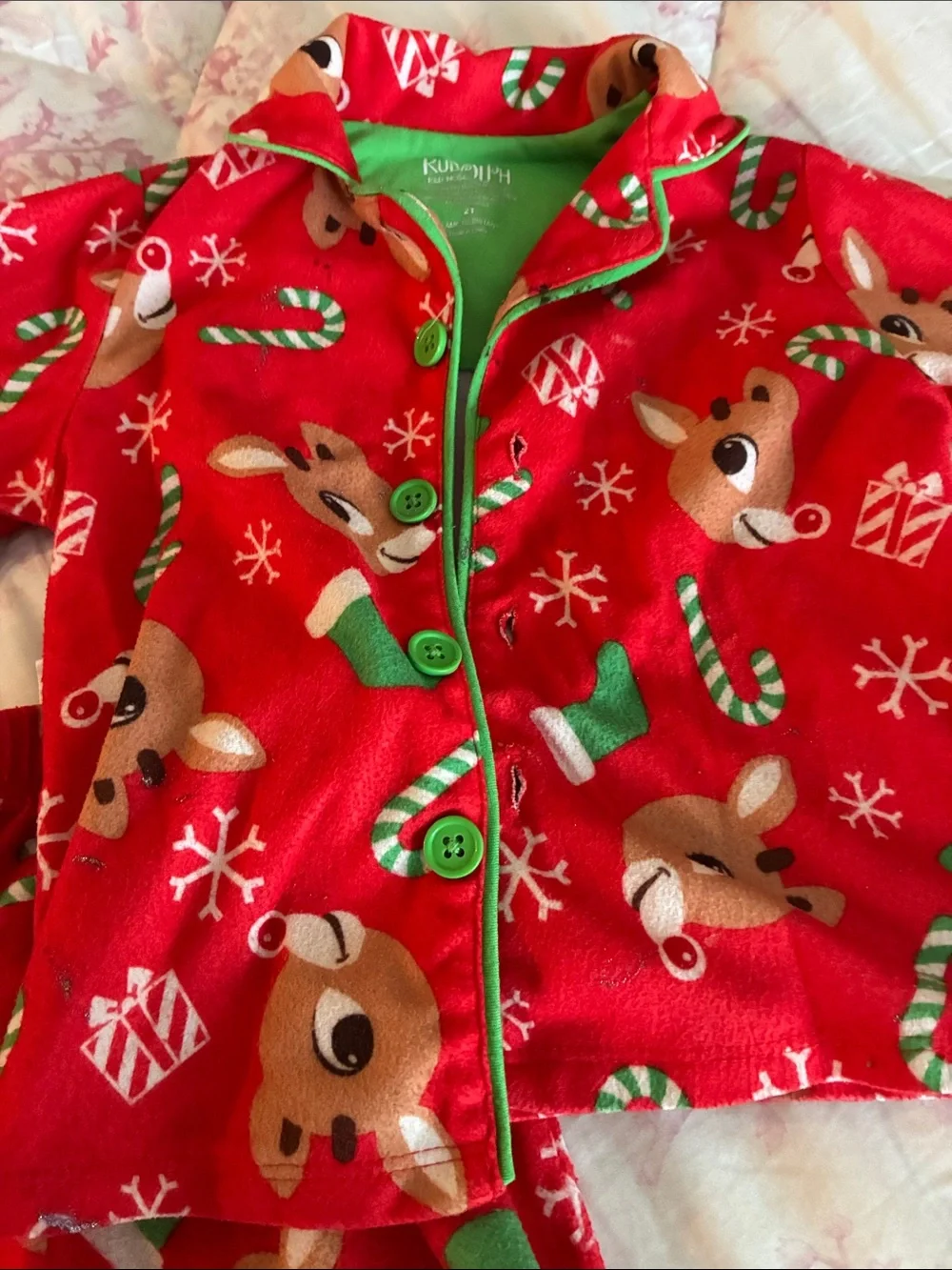 Toddler's Red Reindeer Holiday Pajama Set